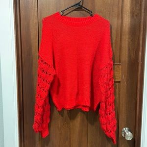 Pink Lily Red Sweater Small